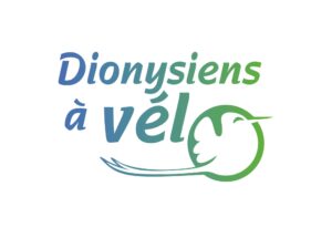 Logo couleur bleu à vert sur fond blanc, typographie de type brosse, oisillon blanc dessiné dans la roue, lettre du O de vélo.